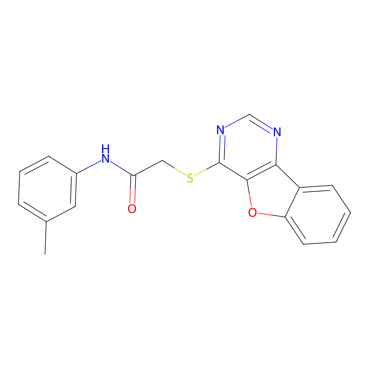 2-(4-benzofuro[3,2-d]pyrimidinylthio)-N-(3-methylphenyl)acetamide molecular structure, CAS 848734-08-7