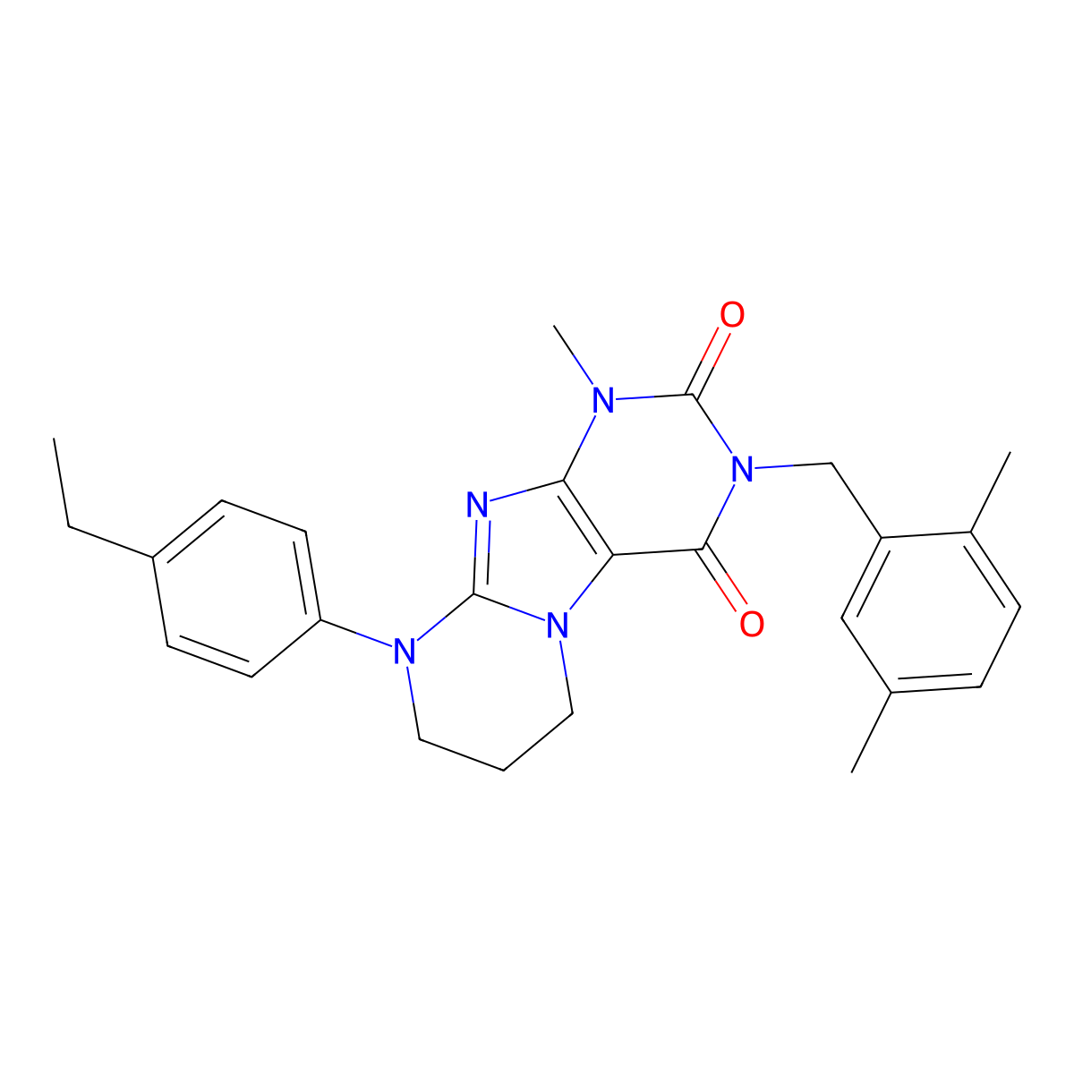 3-[(2,5-dimethylphenyl)methyl]-9-(4-ethylphenyl)-1-methyl-7,8-dihydro-6H-purino[7,8-a]pyrimidine-2,4-dione molecular structure, CAS 848734-31-6