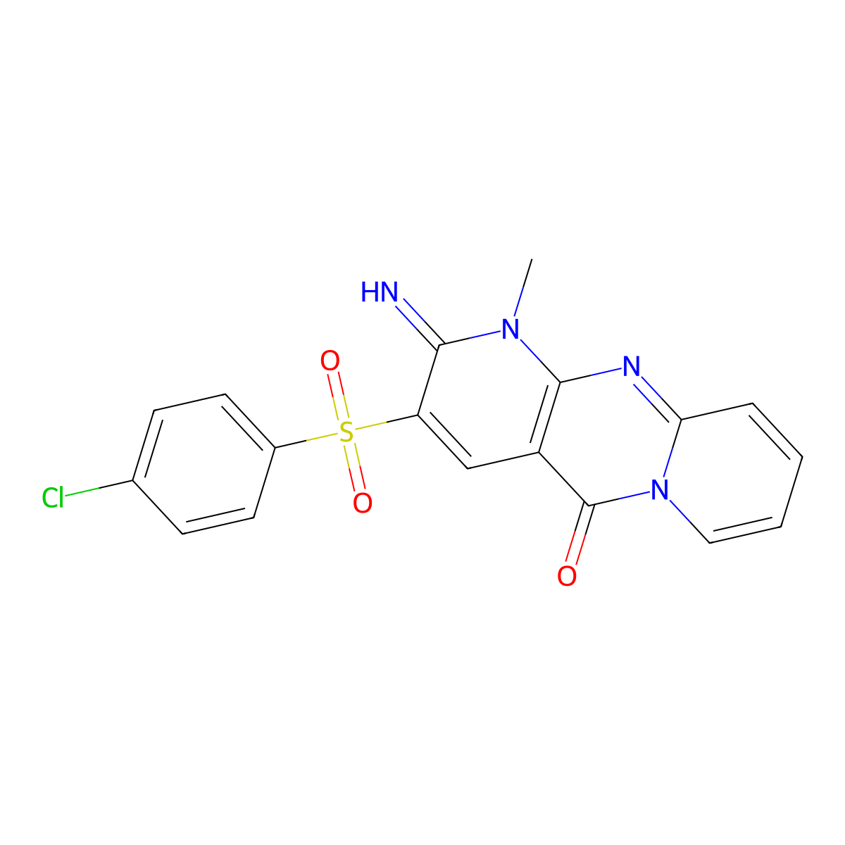 3-[(4-Chlorophenyl)sulfonyl]-2-imino-1-methyl-1,6-dihydropyridino[1,2-a]pyridi no[2,3-d]pyrimidin-5-one molecular structure, CAS 848734-61-2