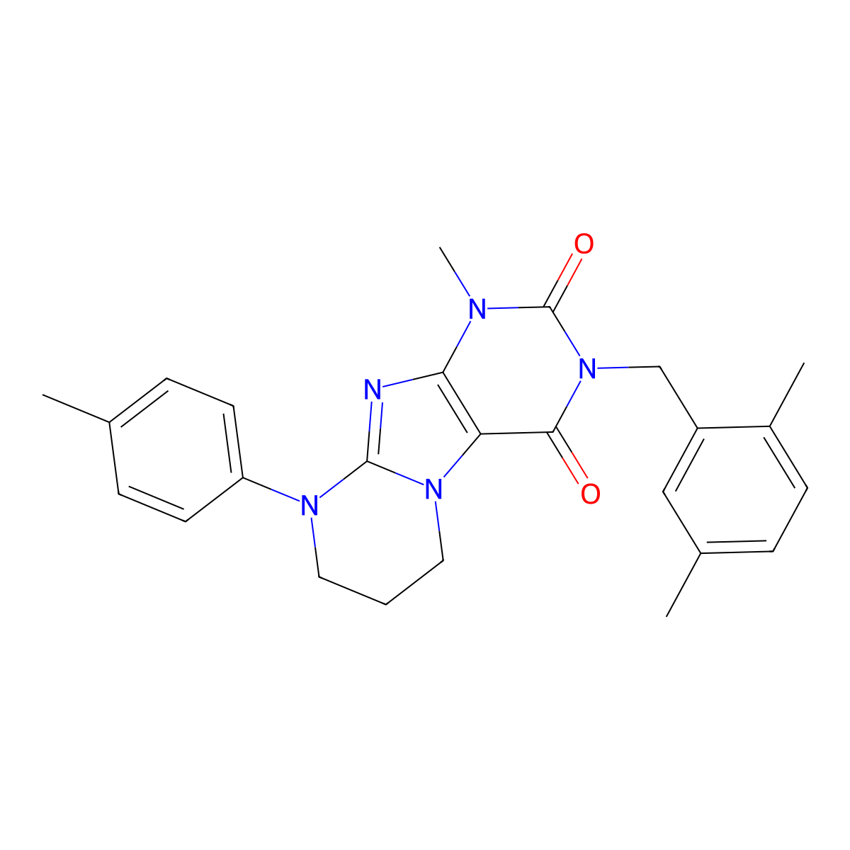 3-[(2,5-dimethylphenyl)methyl]-1-methyl-9-(4-methylphenyl)-7,8-dihydro-6H-purino[7,8-a]pyrimidine-2,4-dione molecular structure, CAS 848734-81-6