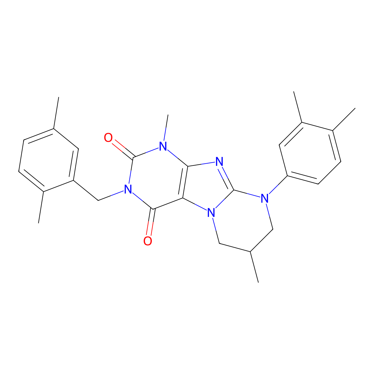 9-(3,4-dimethylphenyl)-3-[(2,5-dimethylphenyl)methyl]-1,7-dimethyl-7,8-dihydro-6H-purino[7,8-a]pyrimidine-2,4-dione molecular structure, CAS 848735-00-2