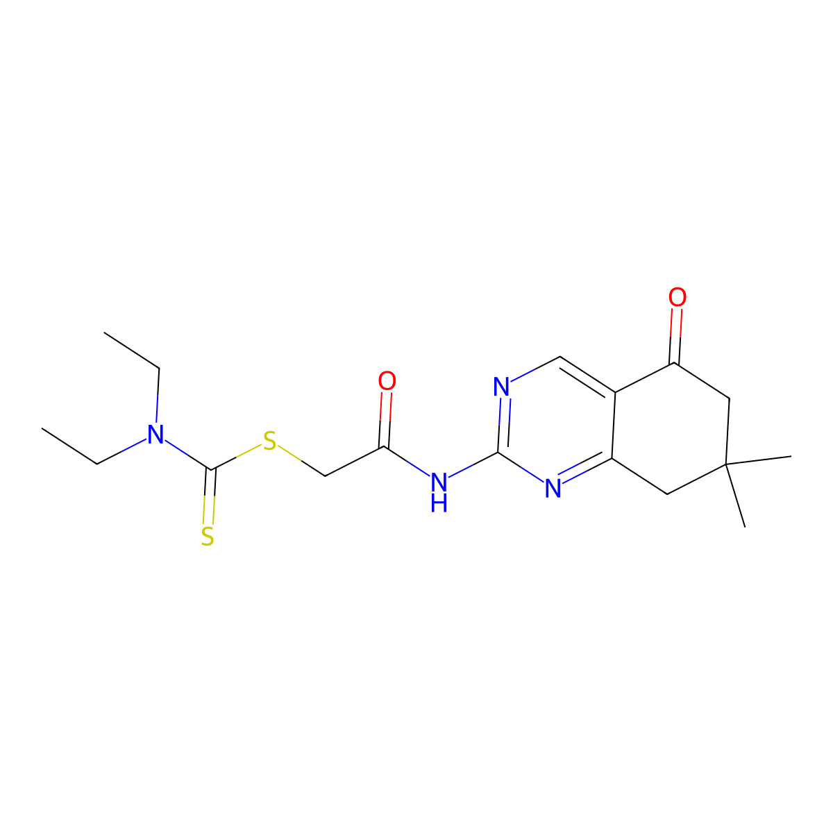 2-[(7,7-Dimethyl-5-oxo-5,6,7,8-tetrahydroquinazolin-2-yl)amino]-2-oxoethyl diethylcarbamodithioate molecular structure, CAS 848735-18-2