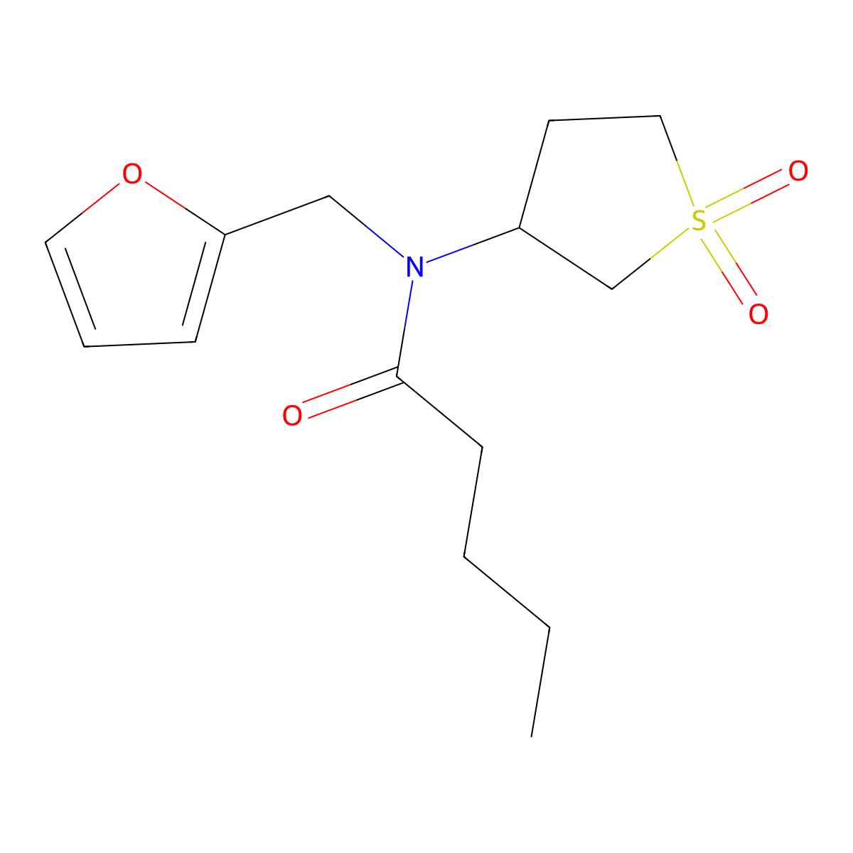 N-(1,1-dioxidotetrahydro-3-thienyl)-N-(2-furylmethyl)pentanamide molecular structure, CAS 848735-40-0