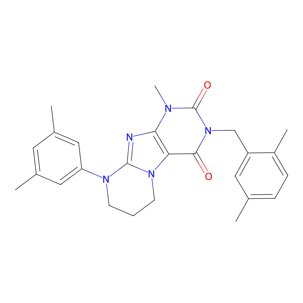 9-(3,5-dimethylphenyl)-3-[(2,5-dimethylphenyl)methyl]-1-methyl-7,8-dihydro-6H-purino[7,8-a]pyrimidine-2,4-dione molecular structure, CAS 848735-84-2
