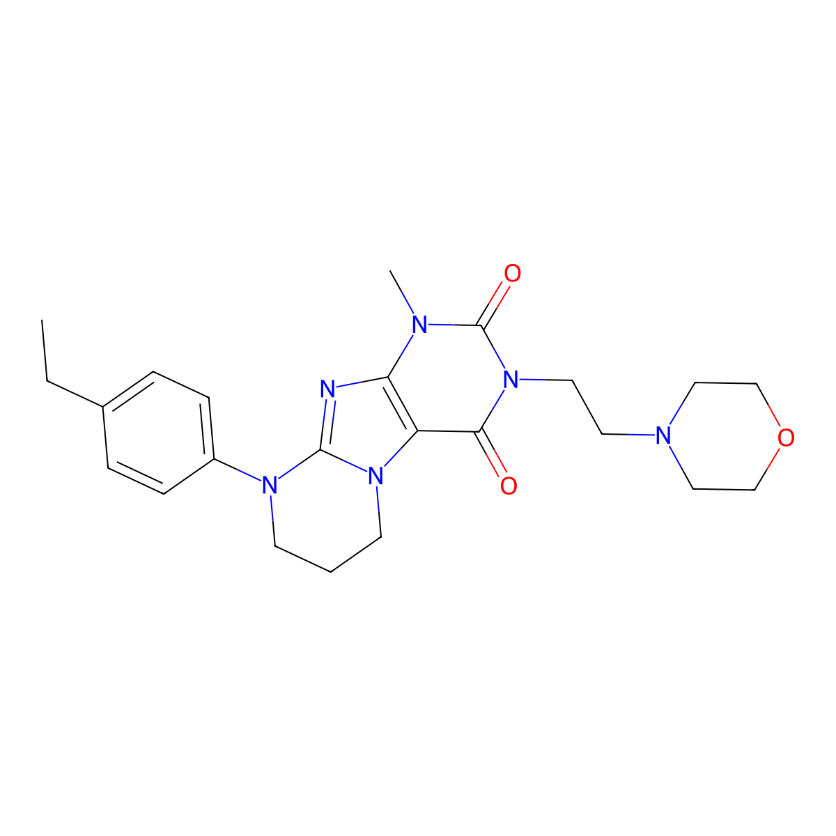 9-(4-ethylphenyl)-1-methyl-3-(2-morpholin-4-ylethyl)-7,8-dihydro-6H-purino[7,8-a]pyrimidine-2,4-dione molecular structure, CAS 848736-30-1
