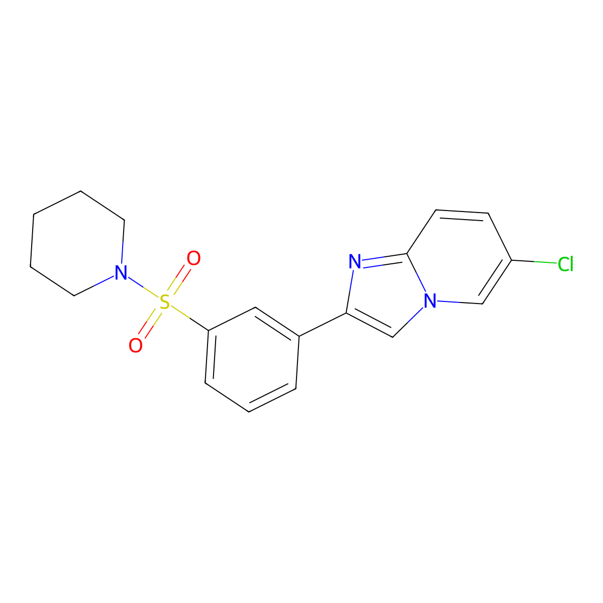 3-(6-Chloroimidazo[1,2-a]pyridin-2-yl)phenyl piperidino sulfone molecular structure, CAS 848736-34-5