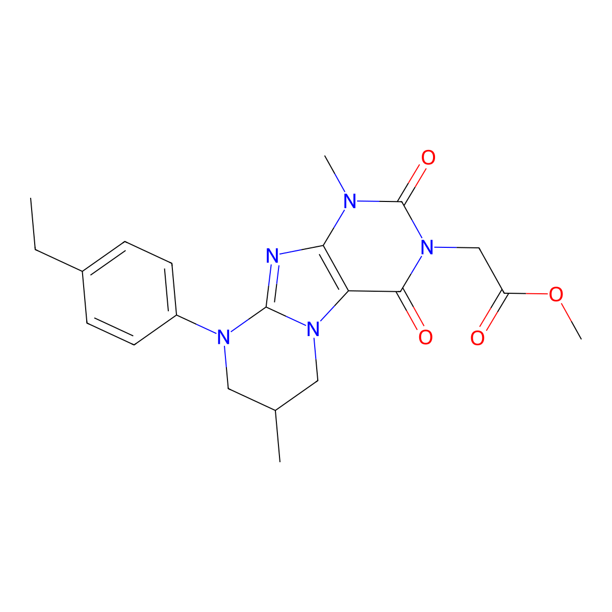 methyl 2-[9-(4-ethylphenyl)-1,7-dimethyl-2,4-dioxo-7,8-dihydro-6H-purino[7,8-a]pyrimidin-3-yl]acetate molecular structure, CAS 848736-49-2