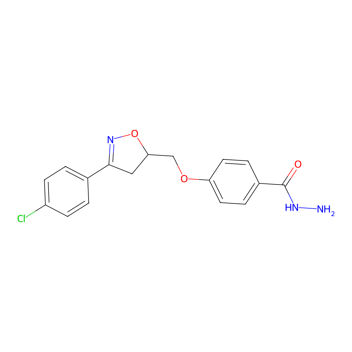 4-[[3-(4-Chlorophenyl)-4,5-dihydro-1,2-oxazol-5-yl]methoxy]benzohydrazide molecular structure, CAS 848736-55-0