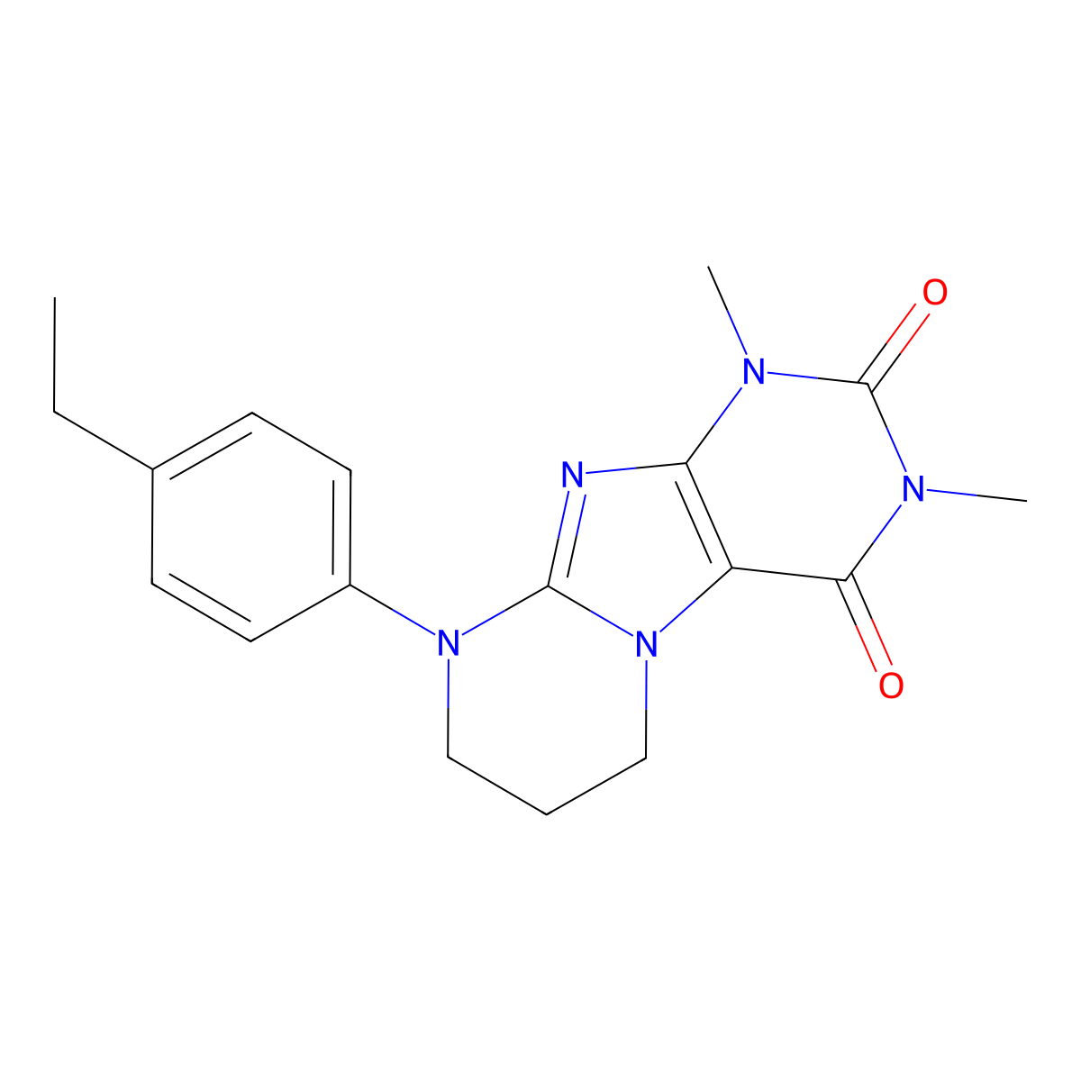 9-(4-ethylphenyl)-1,3-dimethyl-7,8-dihydro-6H-purino[7,8-a]pyrimidine-2,4-dione molecular structure, CAS 848736-60-7