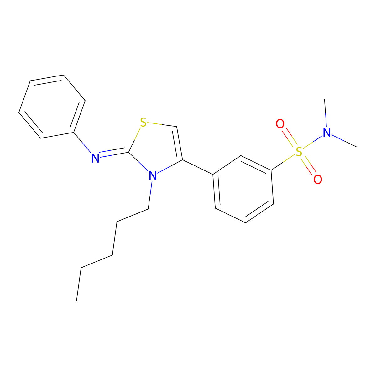 N,N-dimethyl-3-[(2Z)-3-pentyl-2-(phenylimino)-2,3-dihydro-1,3-thiazol-4-yl]benzenesulfonamide molecular structure, CAS 848736-74-3