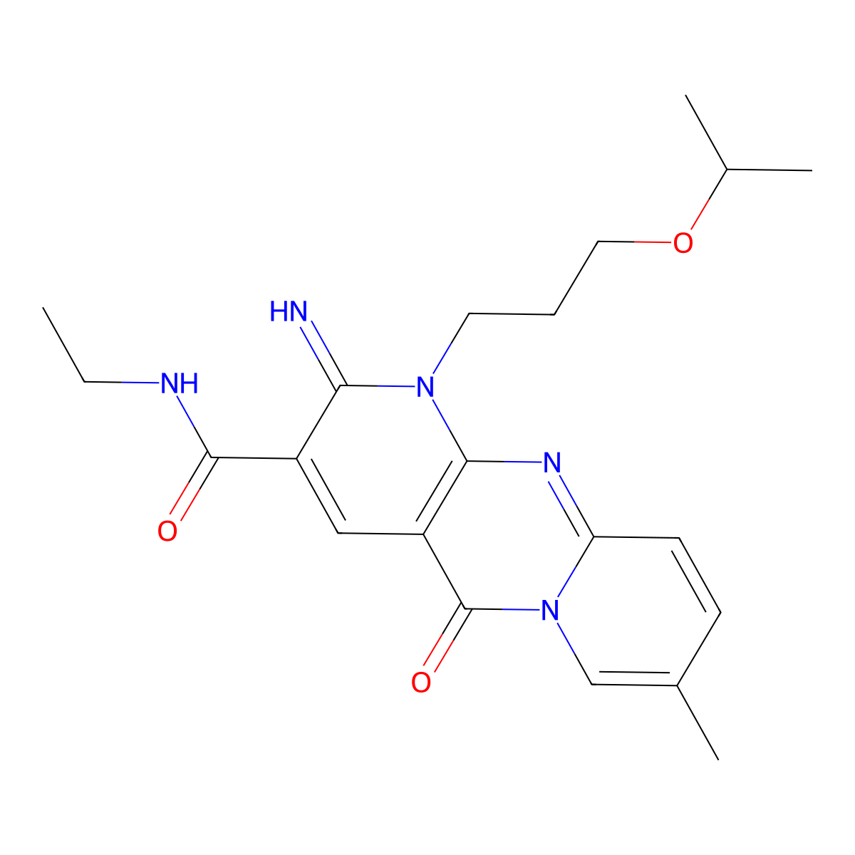 N-ethyl-6-imino-13-methyl-2-oxo-7-[3-(propan-2-yloxy)propyl]-1,7,9-triazatricyclo[8.4.0.0^{3,8}]tetradeca-3(8),4,9,11,13-pentaene-5-carboxamide molecular structure, CAS 848736-77-6