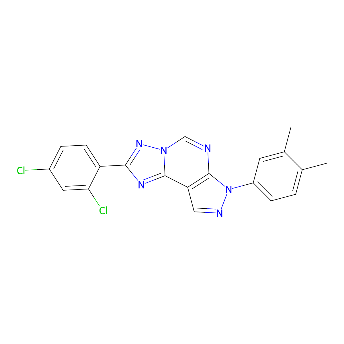 2-(2,4-dichlorophenyl)-7-(3,4-dimethylphenyl)-7H-pyrazolo[4,3-e][1,2,4]triazolo[1,5-c]pyrimidine molecular structure, CAS 848739-01-5