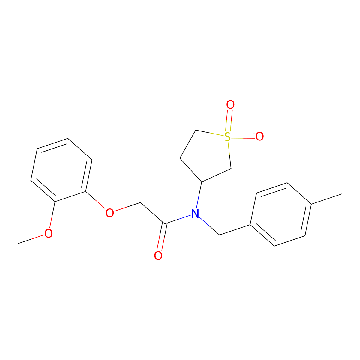 N-(1,1-dioxidotetrahydrothiophen-3-yl)-2-(2-methoxyphenoxy)-N-(4-methylbenzyl)acetamide molecular structure, CAS 848739-13-9