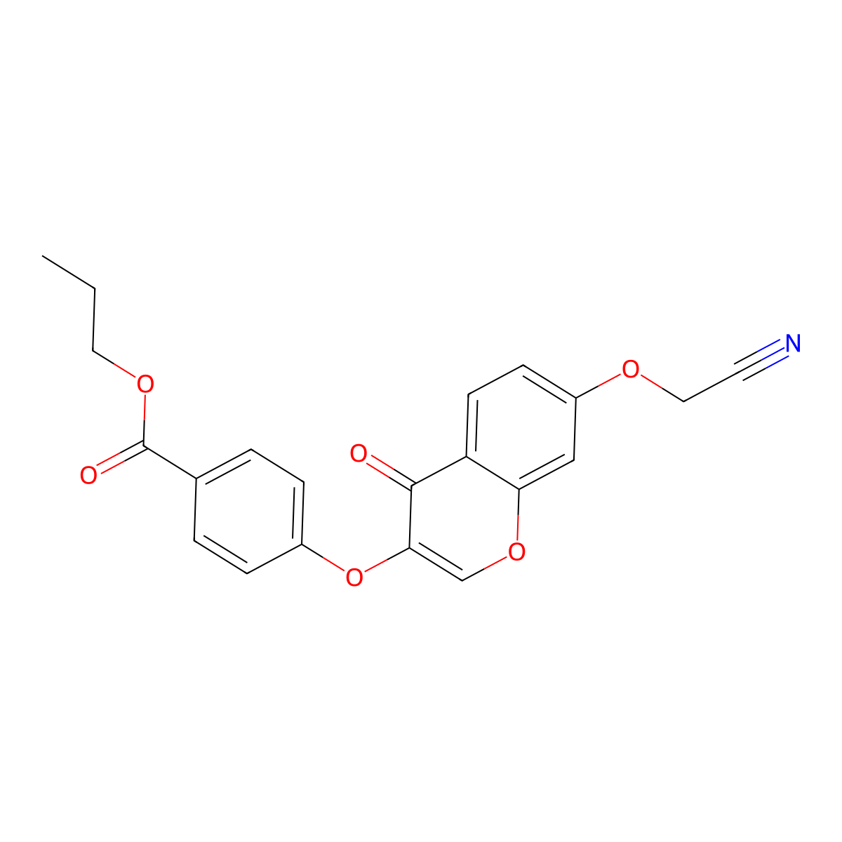 Propyl 4-[7-(cyanomethoxy)-4-oxochromen-3-yl]oxybenzoate molecular structure, CAS 848739-15-1