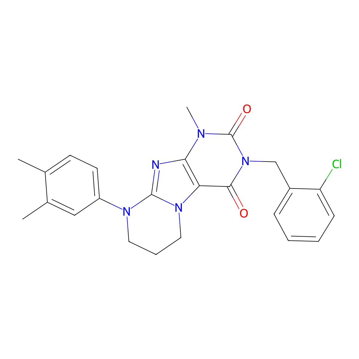 3-[(2-chlorophenyl)methyl]-9-(3,4-dimethylphenyl)-1-methyl-7,8-dihydro-6H-purino[7,8-a]pyrimidine-2,4-dione molecular structure, CAS 848739-32-2