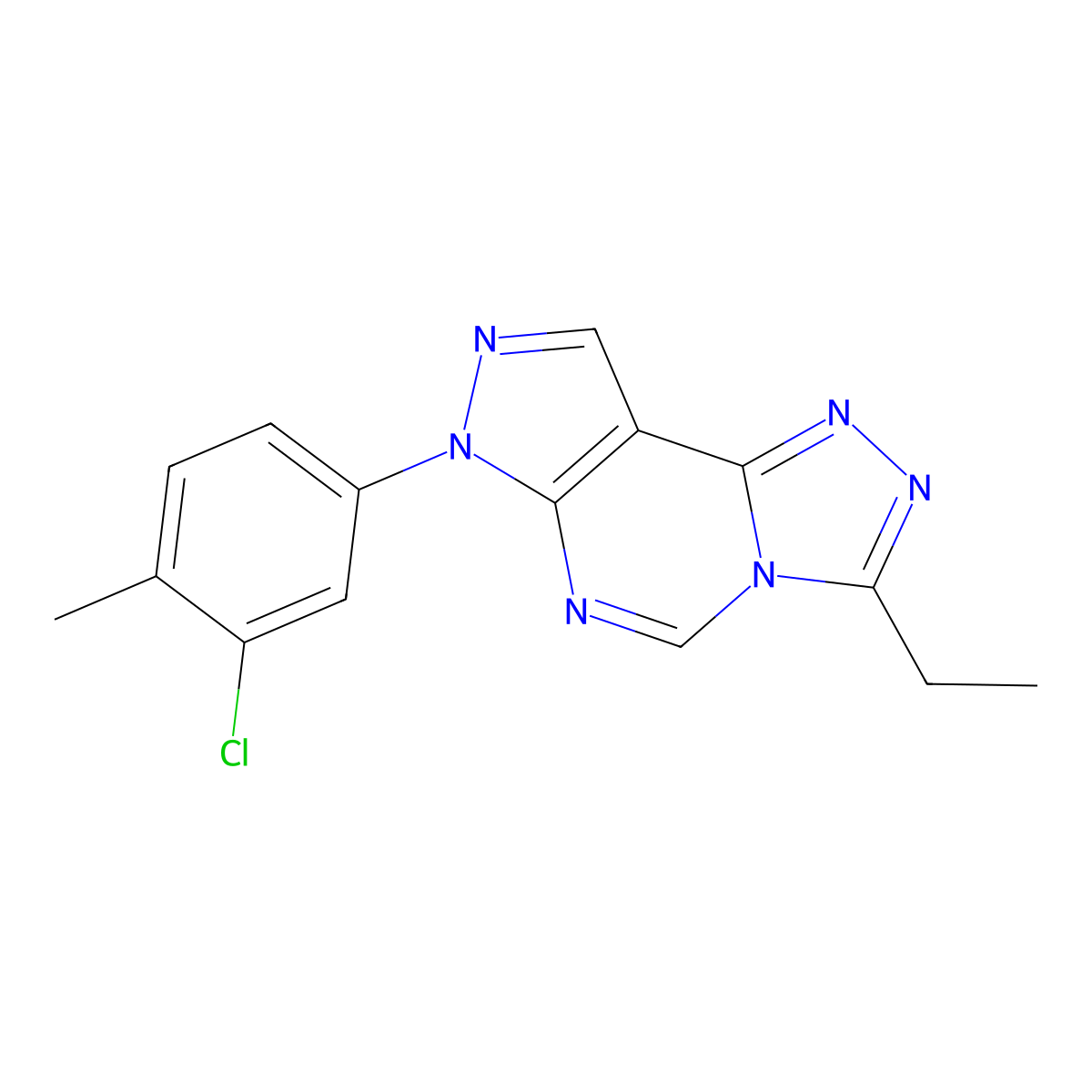 7-(3-chloro-4-methylphenyl)-3-ethyl-7H-pyrazolo[4,3-e][1,2,4]triazolo[4,3-c]pyrimidine molecular structure, CAS 848739-58-2
