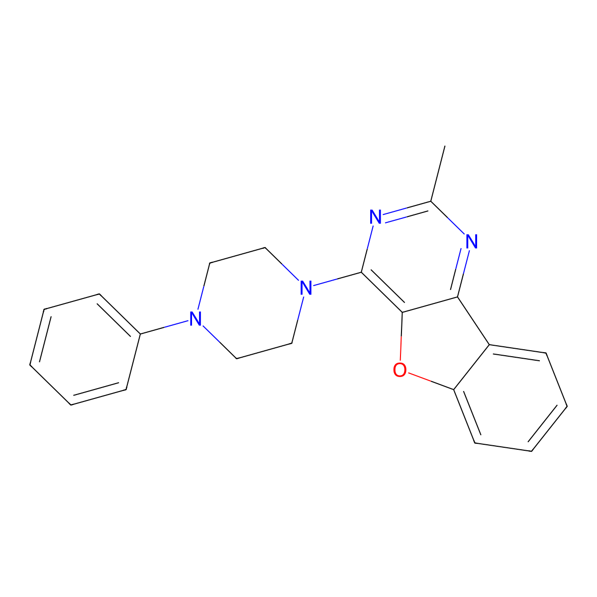 2-Methyl-4-(4-phenylpiperazin-1-yl)-[1]benzofuro[3,2-d]pyrimidine molecular structure, CAS 848739-78-6
