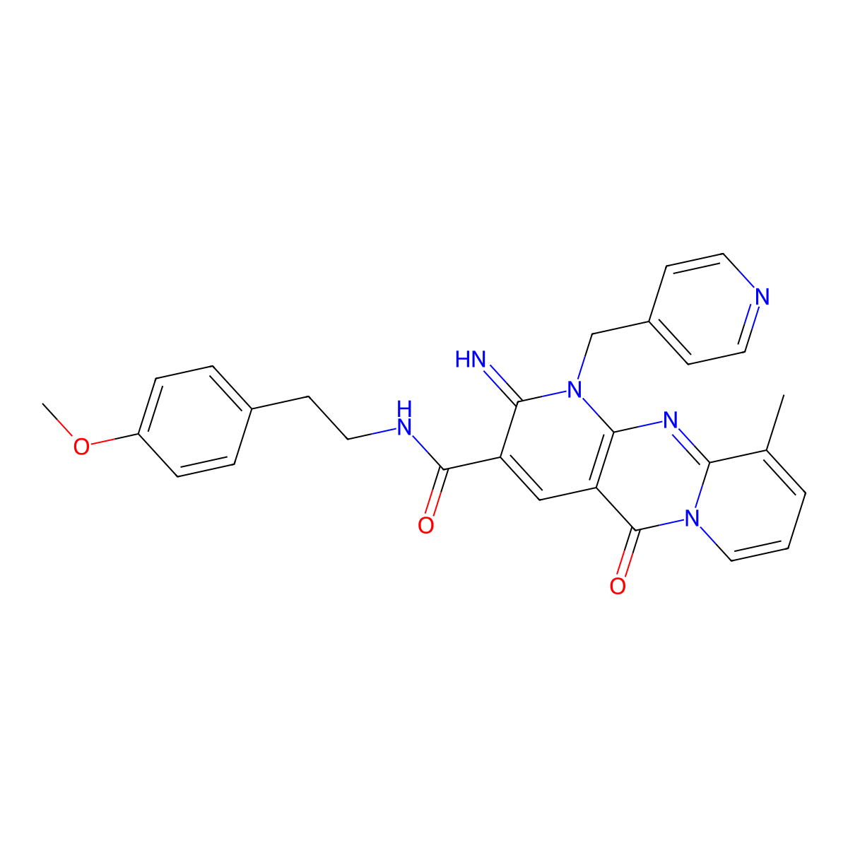 2-imino-N~3~-(4-methoxyphenethyl)-10-methyl-5-oxo-1-(4-pyridylmethyl)-1,5-dihydro-2H-dipyrido[1,2-a:2,3-d]pyrimidine-3-carboxamide molecular structure, CAS 848739-99-1