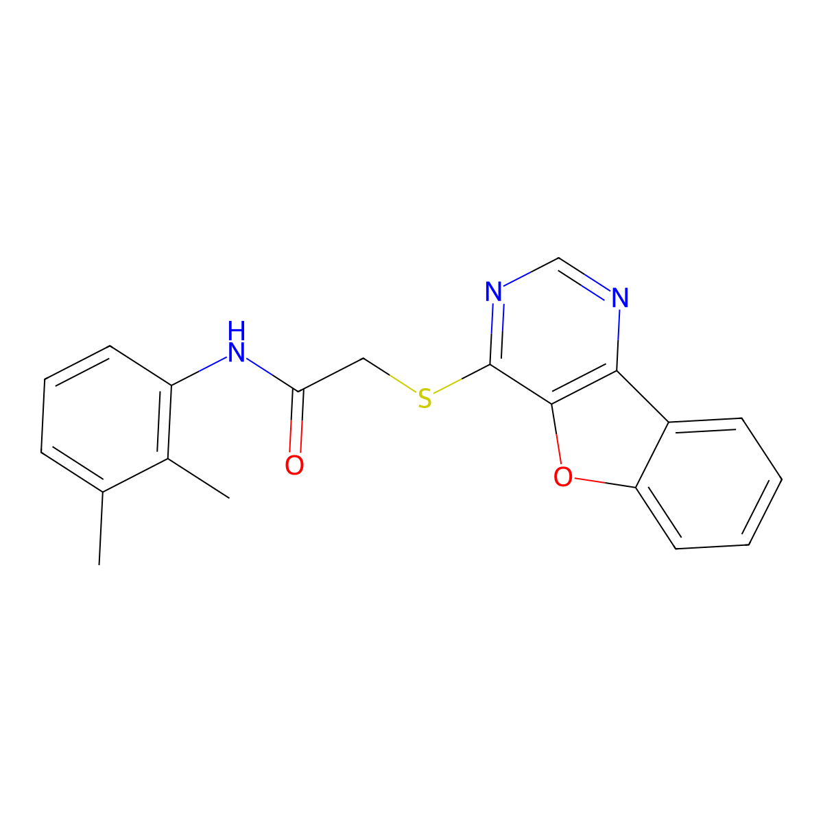 2-(benzofuro[3,2-d]pyrimidin-4-ylthio)-N-(2,3-dimethylphenyl)acetamide molecular structure, CAS 848740-07-8