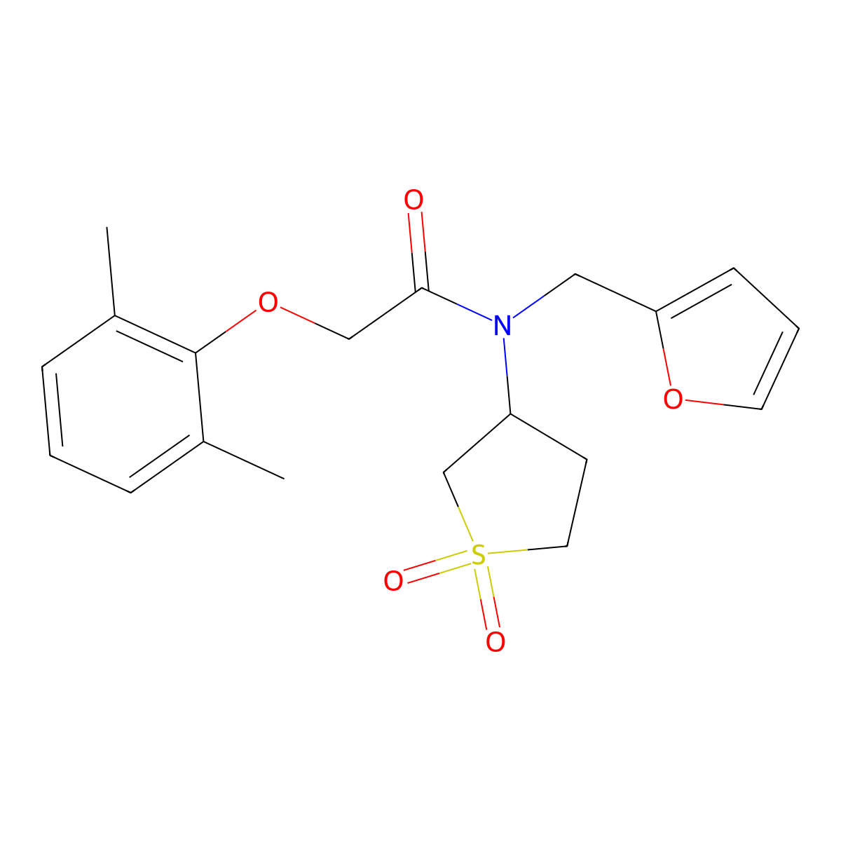 2-(2,6-dimethylphenoxy)-N-(1,1-dioxidotetrahydrothiophen-3-yl)-N-(furan-2-ylmethyl)acetamide molecular structure, CAS 848740-33-0