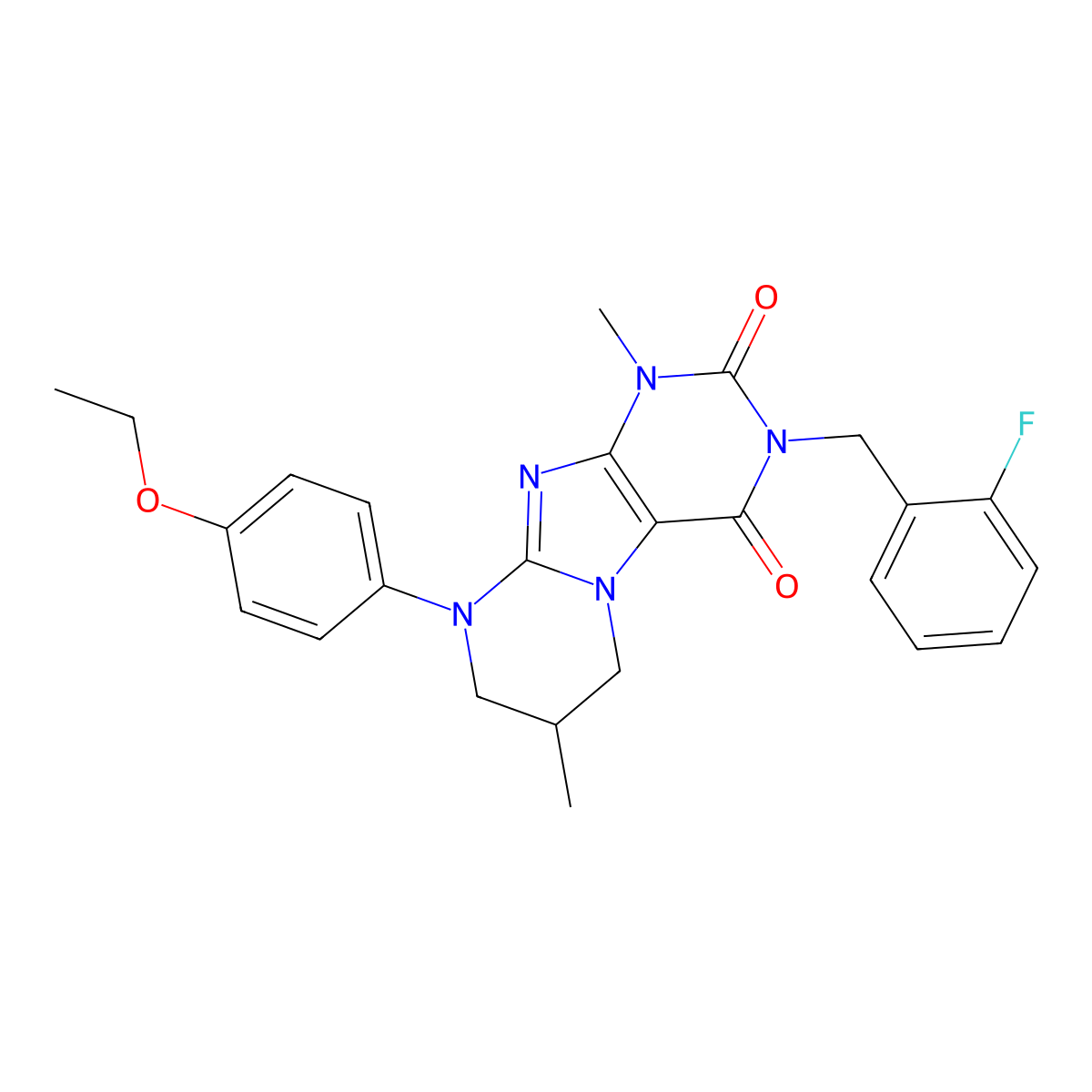 9-(4-ethoxyphenyl)-3-[(2-fluorophenyl)methyl]-1,7-dimethyl-7,8-dihydro-6H-purino[7,8-a]pyrimidine-2,4-dione molecular structure, CAS 848740-42-1