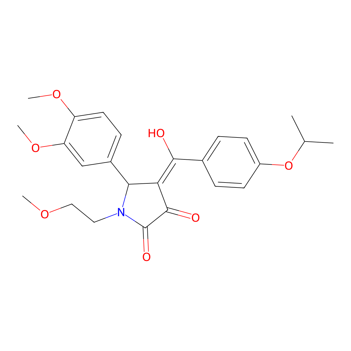 5-(3,4-dimethoxyphenyl)-3-hydroxy-1-(2-methoxyethyl)-4-[4-(propan-2-yloxy)benzoyl]-2,5-dihydro-1H-pyrrol-2-one molecular structure, CAS 848740-48-7
