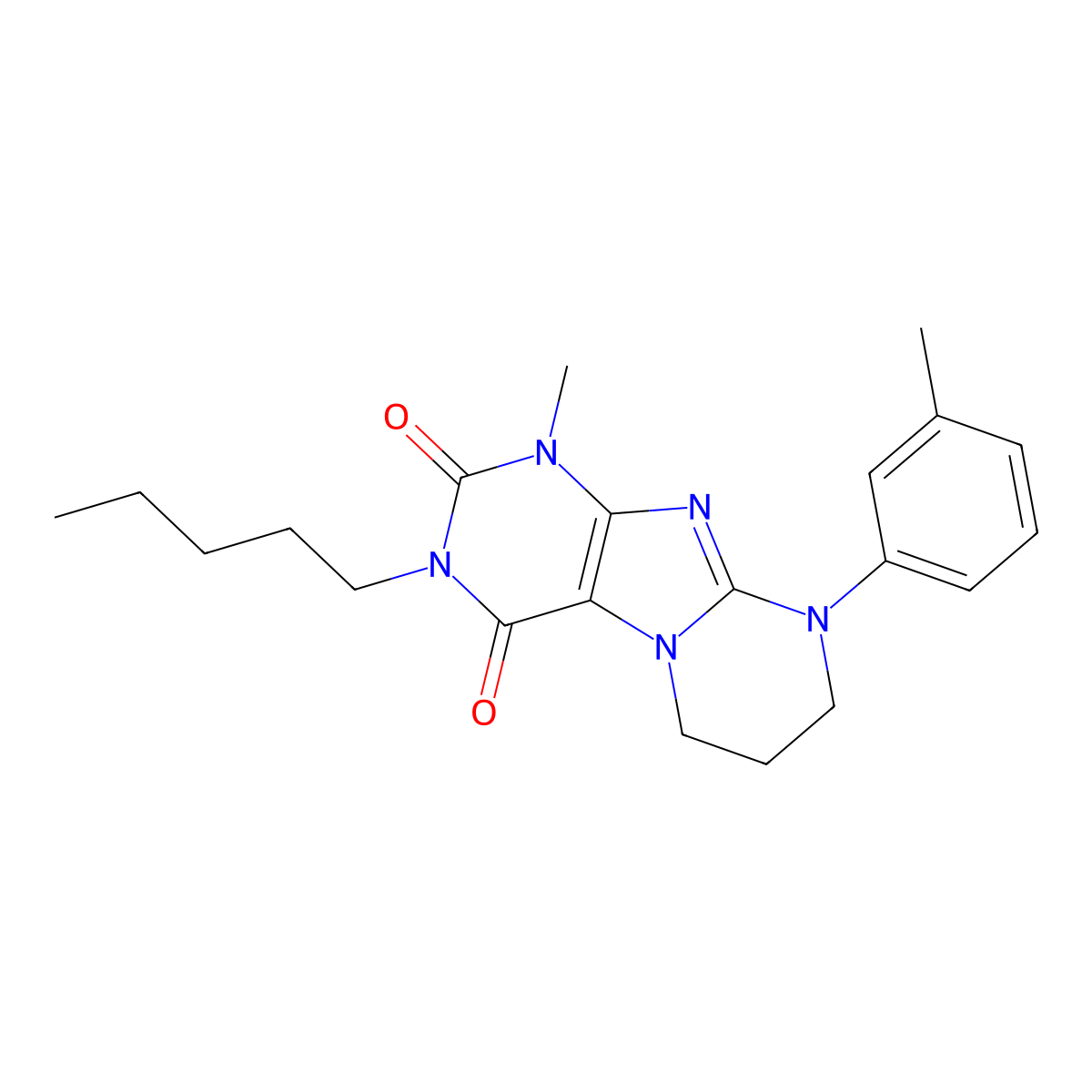 1-methyl-9-(3-methylphenyl)-3-pentyl-7,8-dihydro-6H-purino[7,8-a]pyrimidine-2,4-dione molecular structure, CAS 848741-24-2