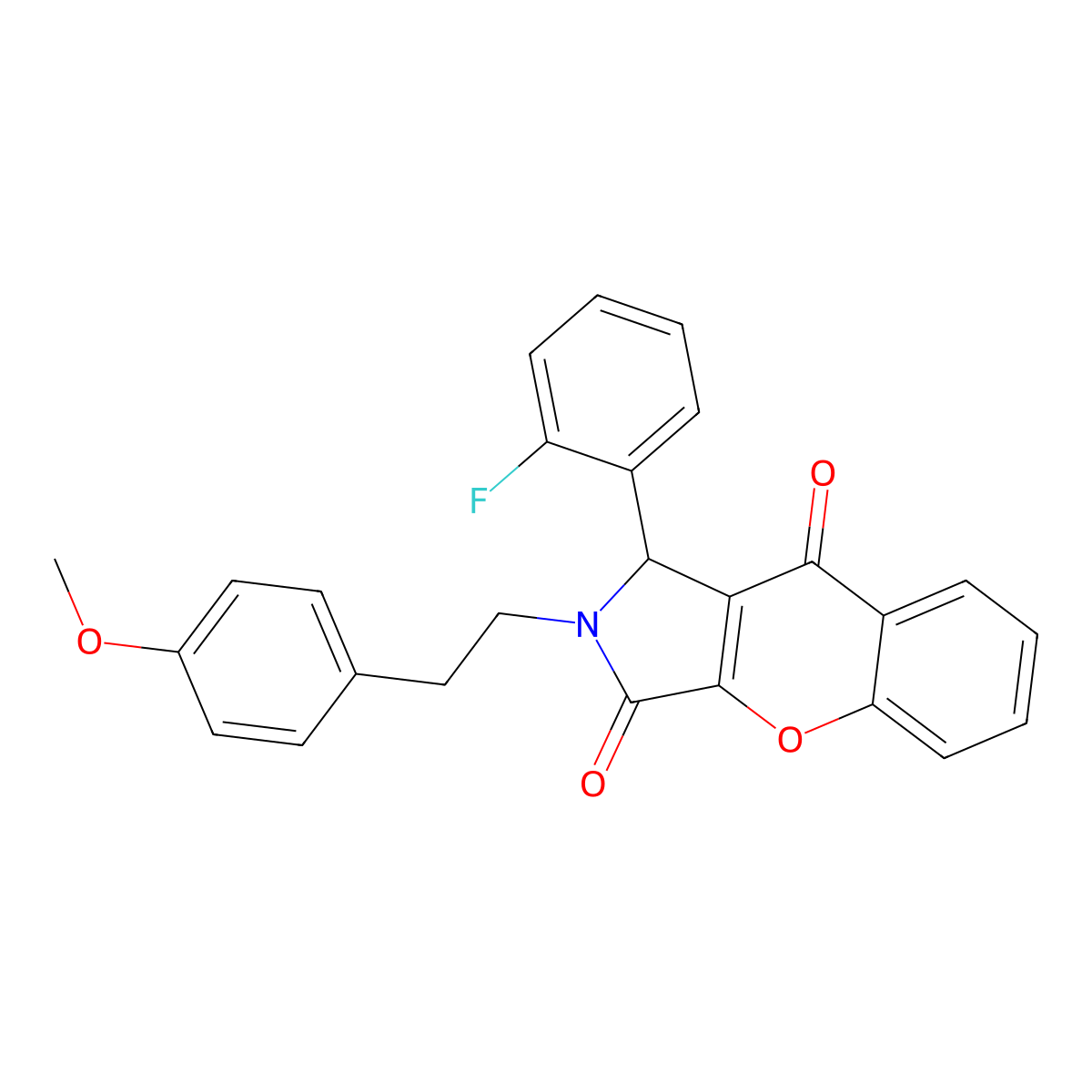 1-(2-Fluorophenyl)-2-[2-(4-methoxyphenyl)ethyl]-1,2-dihydrochromeno[2,3-c]pyrrole-3,9-dione molecular structure, CAS 848741-68-4