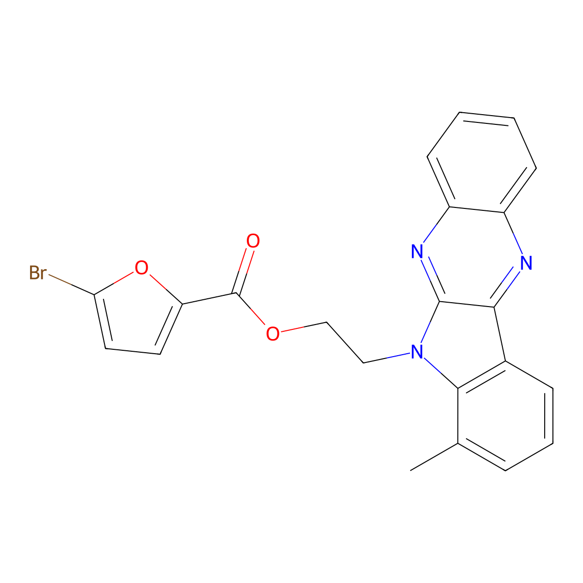 2-(4-Methylindolo[2,3-b]quinoxalin-5-yl)ethyl 5-bromofuran-2-carboxylate molecular structure, CAS 848742-40-5