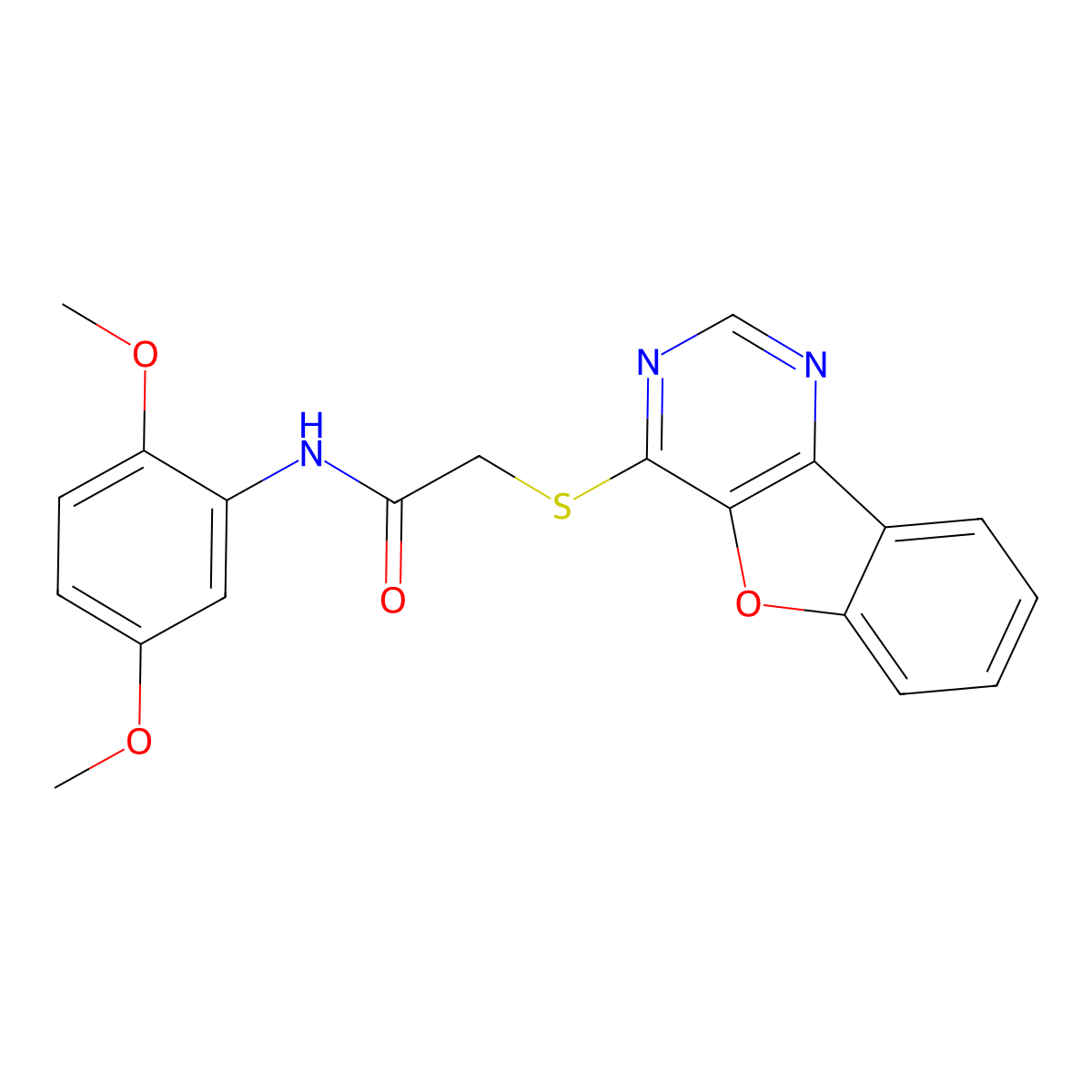 2-(benzofuro[3,2-d]pyrimidin-4-ylthio)-N-(2,5-dimethoxyphenyl)acetamide molecular structure, CAS 848742-63-2