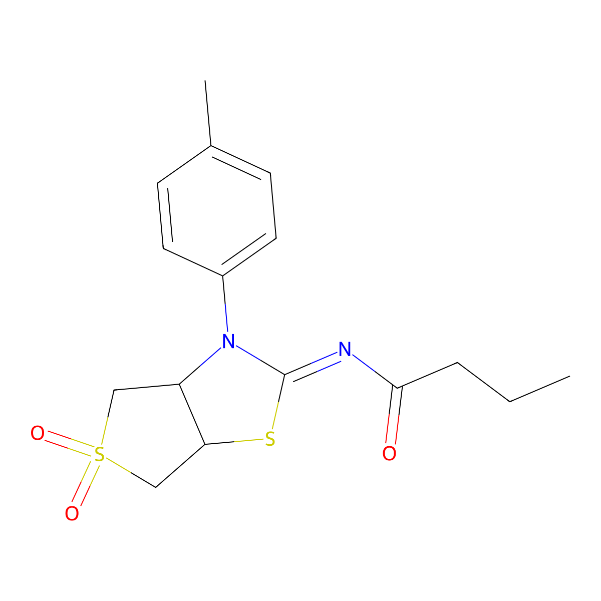 N-[(2Z)-3-(4-methylphenyl)-5,5-dioxidotetrahydrothieno[3,4-d][1,3]thiazol-2(3H)-ylidene]butanamide molecular structure, CAS 848742-69-8