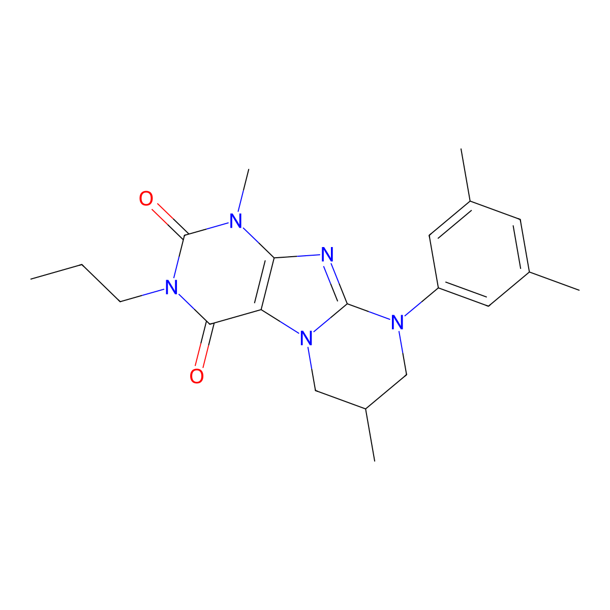 9-(3,5-dimethylphenyl)-1,7-dimethyl-3-propyl-7,8-dihydro-6H-purino[7,8-a]pyrimidine-2,4-dione molecular structure, CAS 848743-56-6