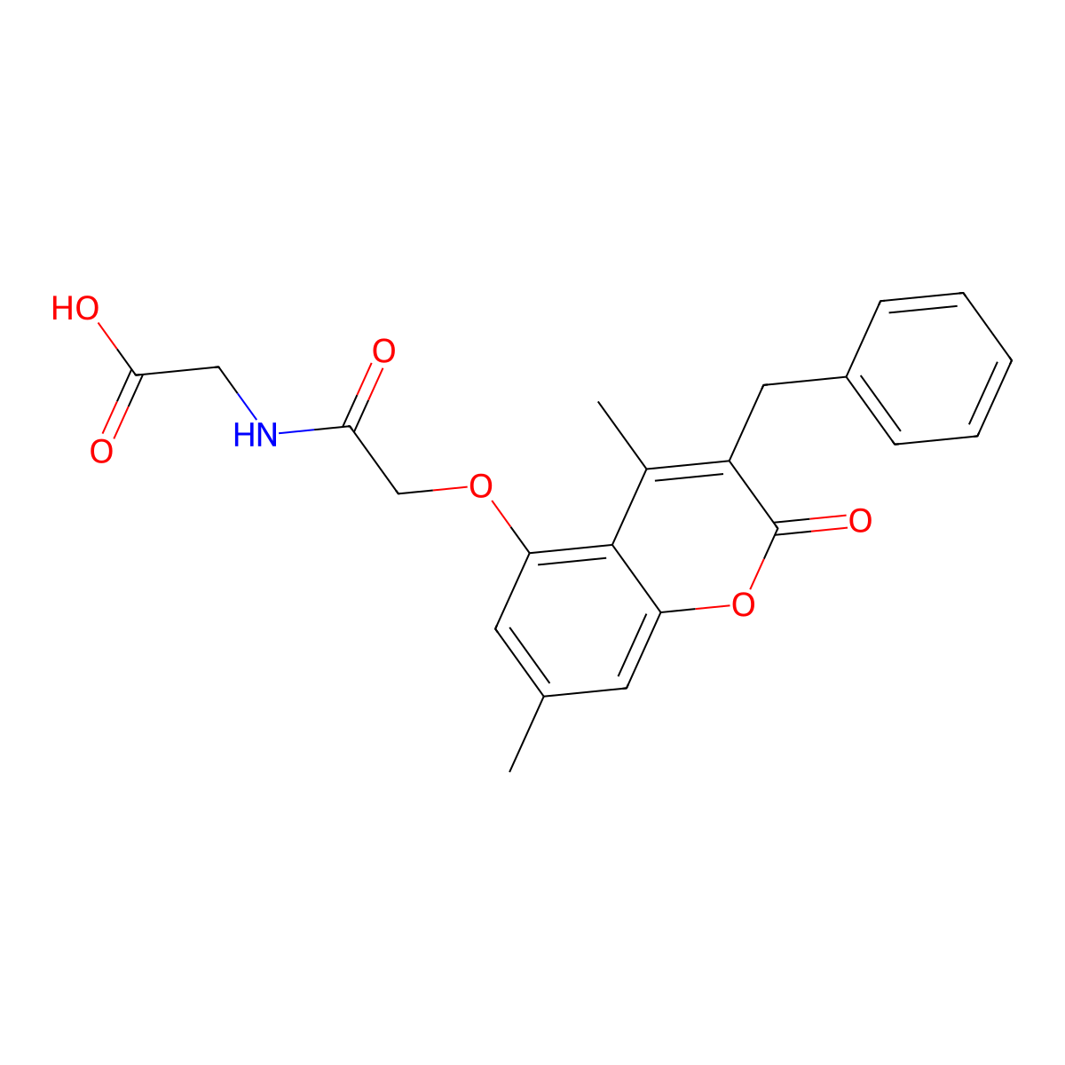 N-{[(3-benzyl-4,7-dimethyl-2-oxo-2H-chromen-5-yl)oxy]acetyl}glycine molecular structure, CAS 848744-09-2
