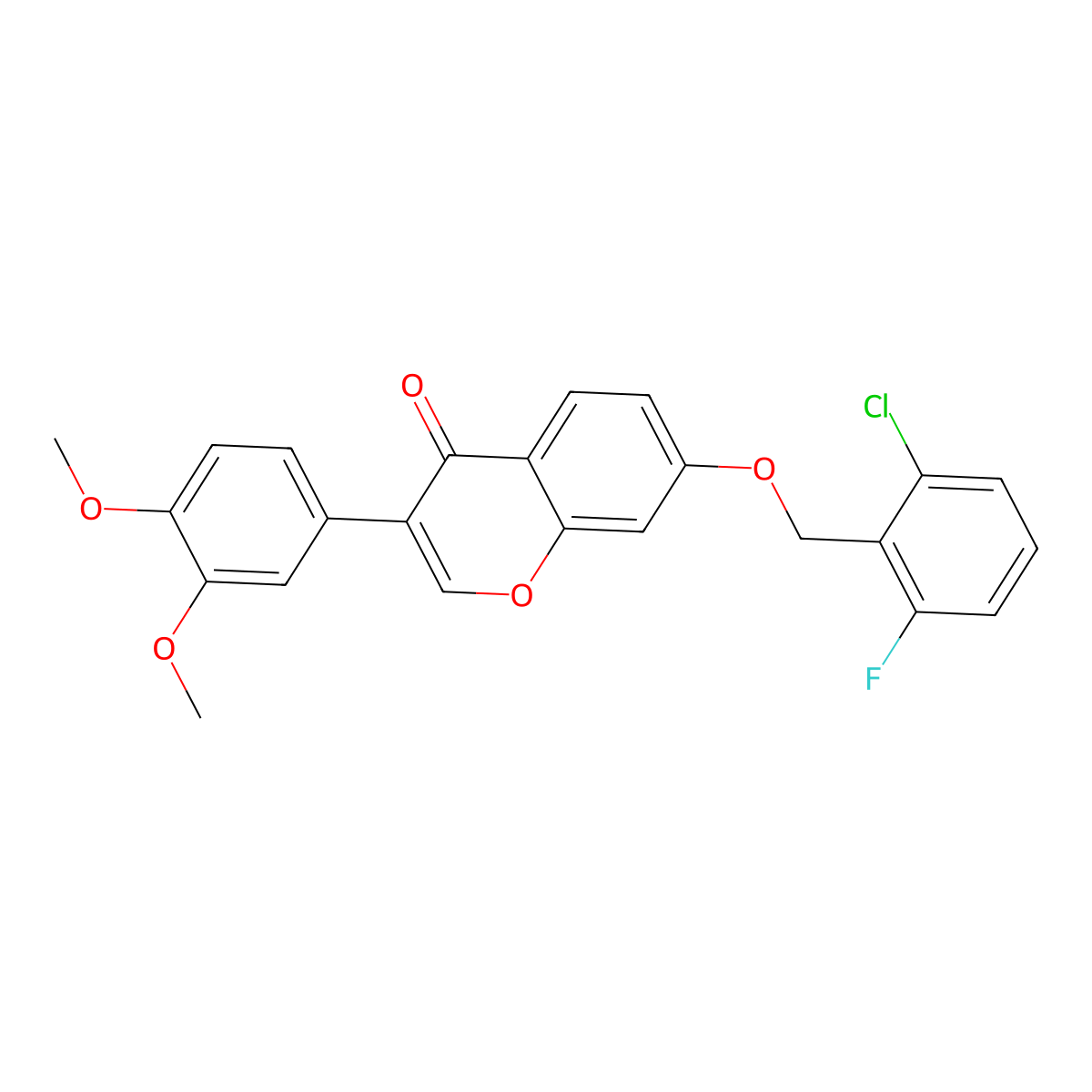 7-((2-chloro-6-fluorobenzyl)oxy)-3-(3,4-dimethoxyphenyl)-4H-chromen-4-one molecular structure, CAS 848744-24-1