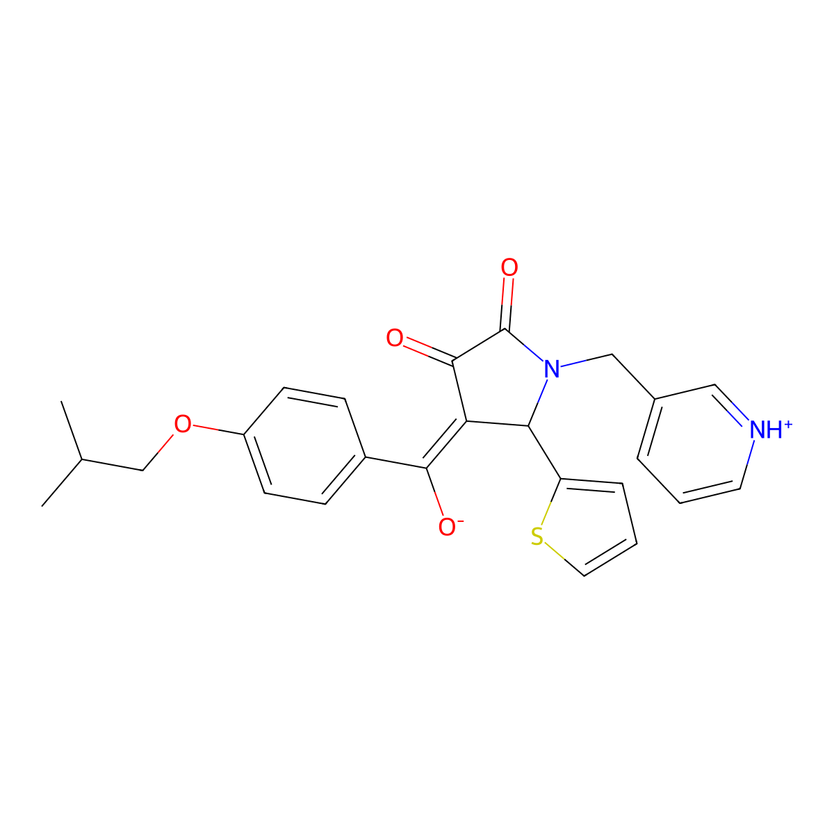 3-hydroxy-4-[4-(2-methylpropoxy)benzoyl]-1-[(pyridin-3-yl)methyl]-5-(thiophen-2-yl)-2,5-dihydro-1H-pyrrol-2-one molecular structure, CAS 848744-44-5