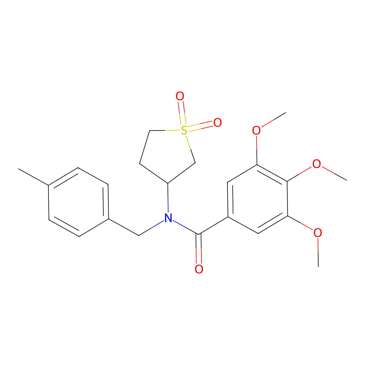 N-(1,1-dioxidotetrahydrothiophen-3-yl)-3,4,5-trimethoxy-N-(4-methylbenzyl)benzamide molecular structure, CAS 848744-50-3