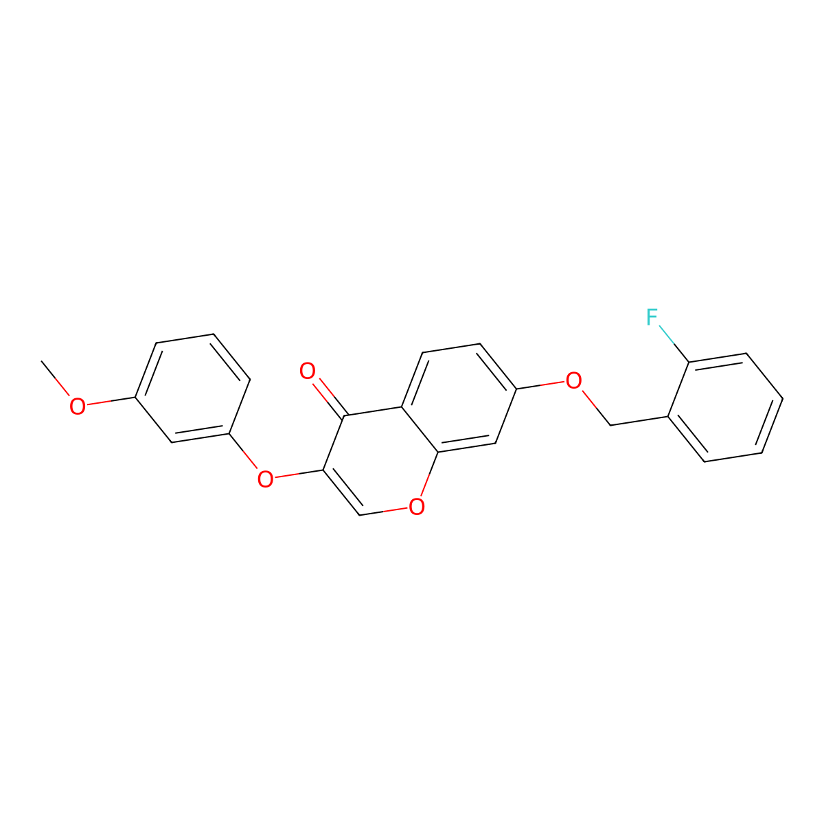 7-[(2-Fluorophenyl)methoxy]-3-(3-methoxyphenoxy)chromen-4-one molecular structure, CAS 848744-69-4