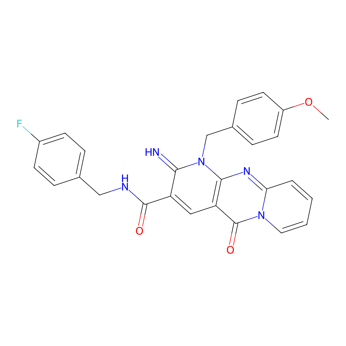 N~3~-(4-fluorobenzyl)-2-imino-1-(4-methoxybenzyl)-5-oxo-1,5-dihydro-2H-dipyrido[1,2-a:2,3-d]pyrimidine-3-carboxamide molecular structure, CAS 848745-06-2