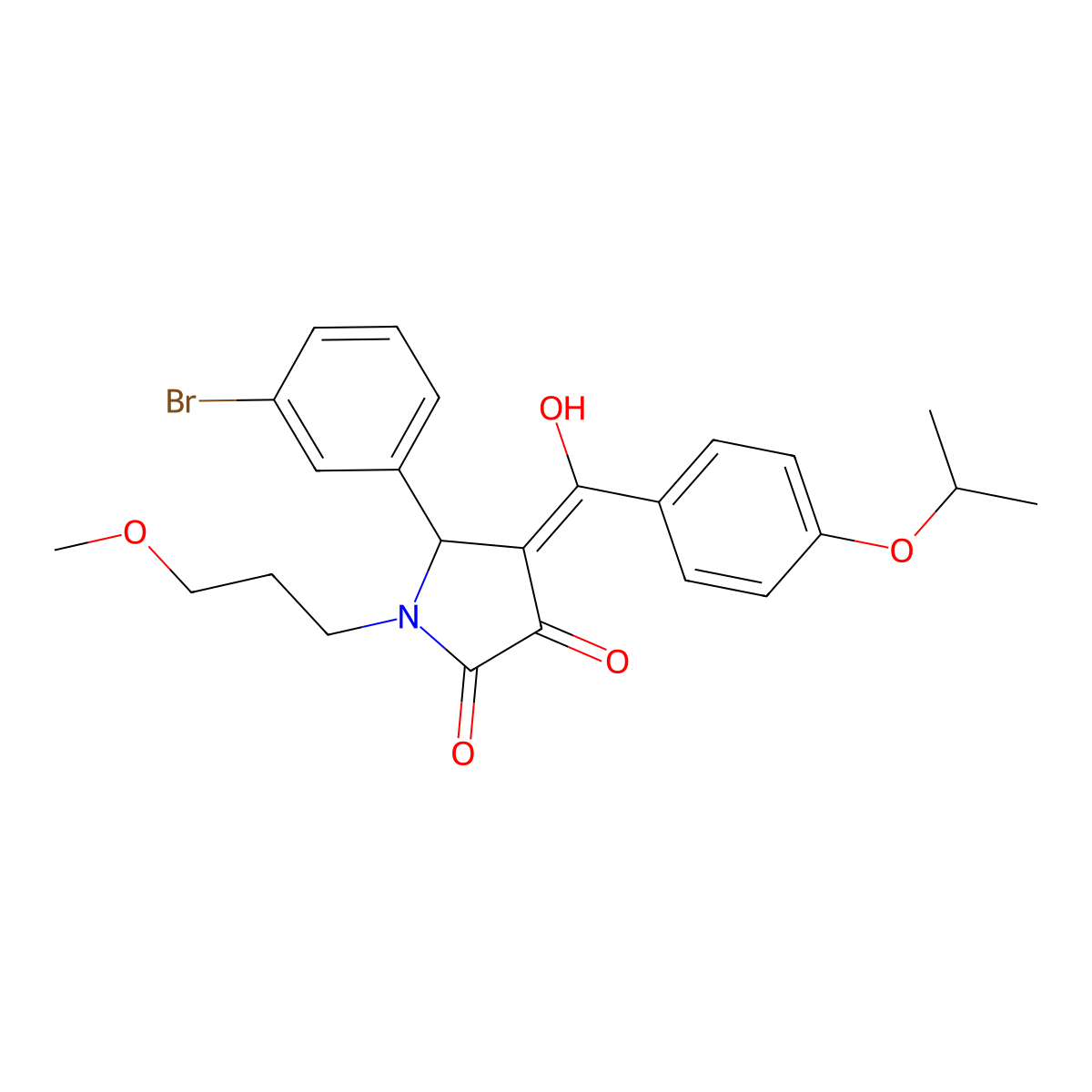 5-(3-bromophenyl)-3-hydroxy-1-(3-methoxypropyl)-4-[4-(propan-2-yloxy)benzoyl]-2,5-dihydro-1H-pyrrol-2-one molecular structure, CAS 848745-23-3