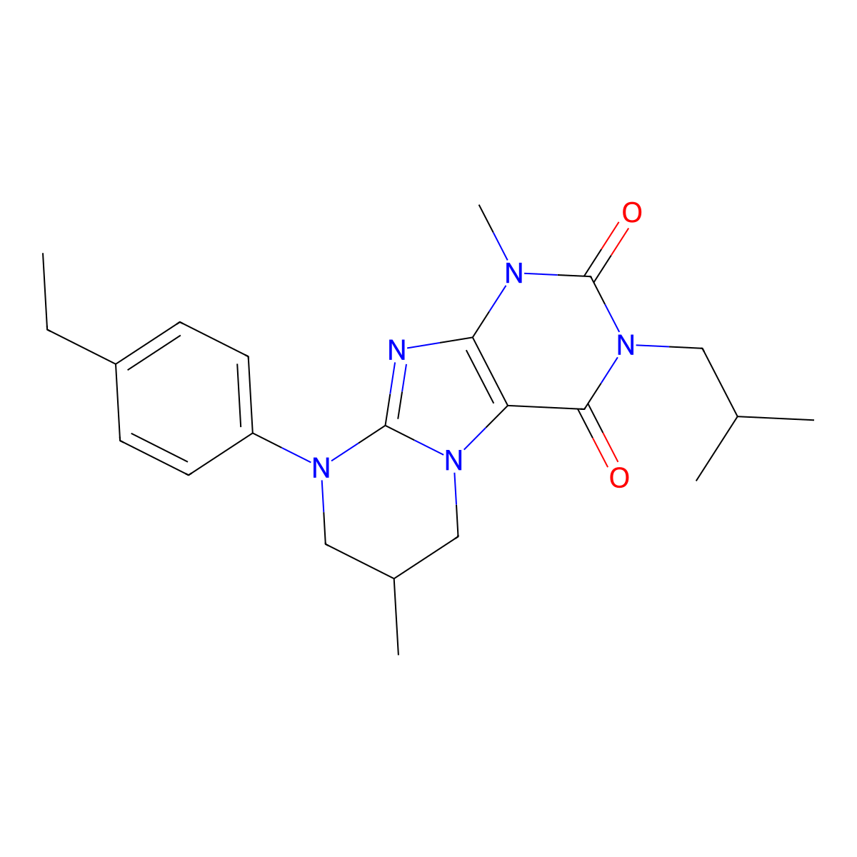 9-(4-ethylphenyl)-1,7-dimethyl-3-(2-methylpropyl)-7,8-dihydro-6H-purino[7,8-a]pyrimidine-2,4-dione molecular structure, CAS 848745-27-7