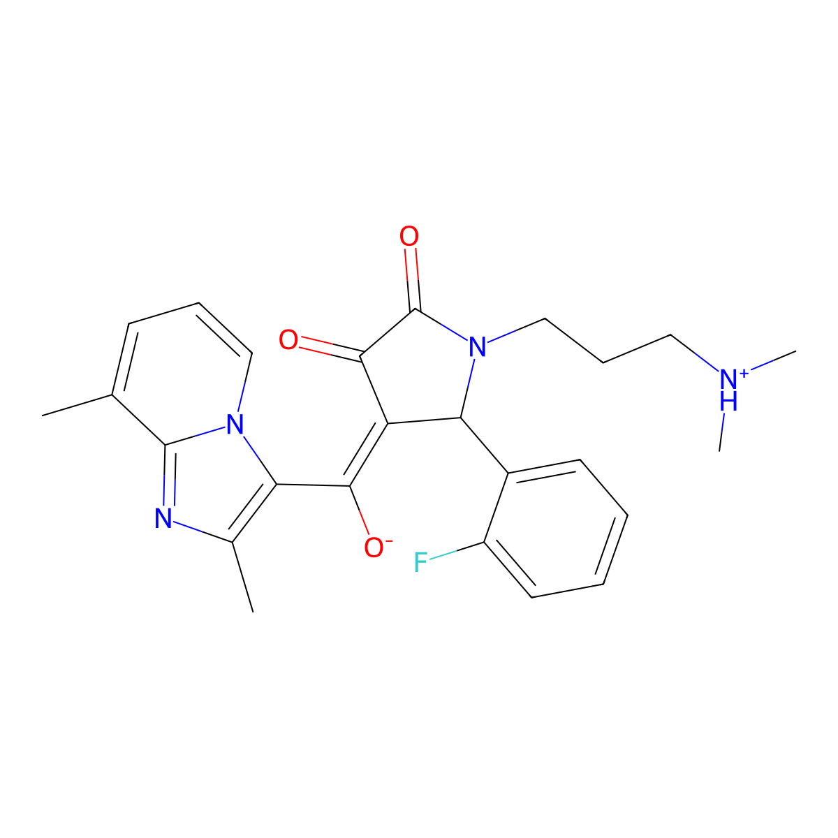 1-[3-(dimethylamino)propyl]-4-{2,8-dimethylimidazo[1,2-a]pyridine-3-carbonyl}-5-(2-fluorophenyl)-3-hydroxy-2,5-dihydro-1H-pyrrol-2-one molecular structure, CAS 848745-39-1