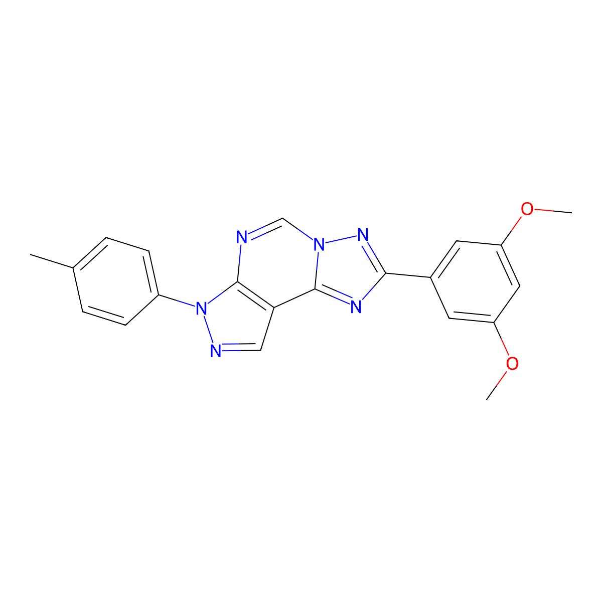 2-(3,5-dimethoxyphenyl)-7-(4-methylphenyl)-7H-pyrazolo[4,3-e][1,2,4]triazolo[1,5-c]pyrimidine molecular structure, CAS 848745-54-0
