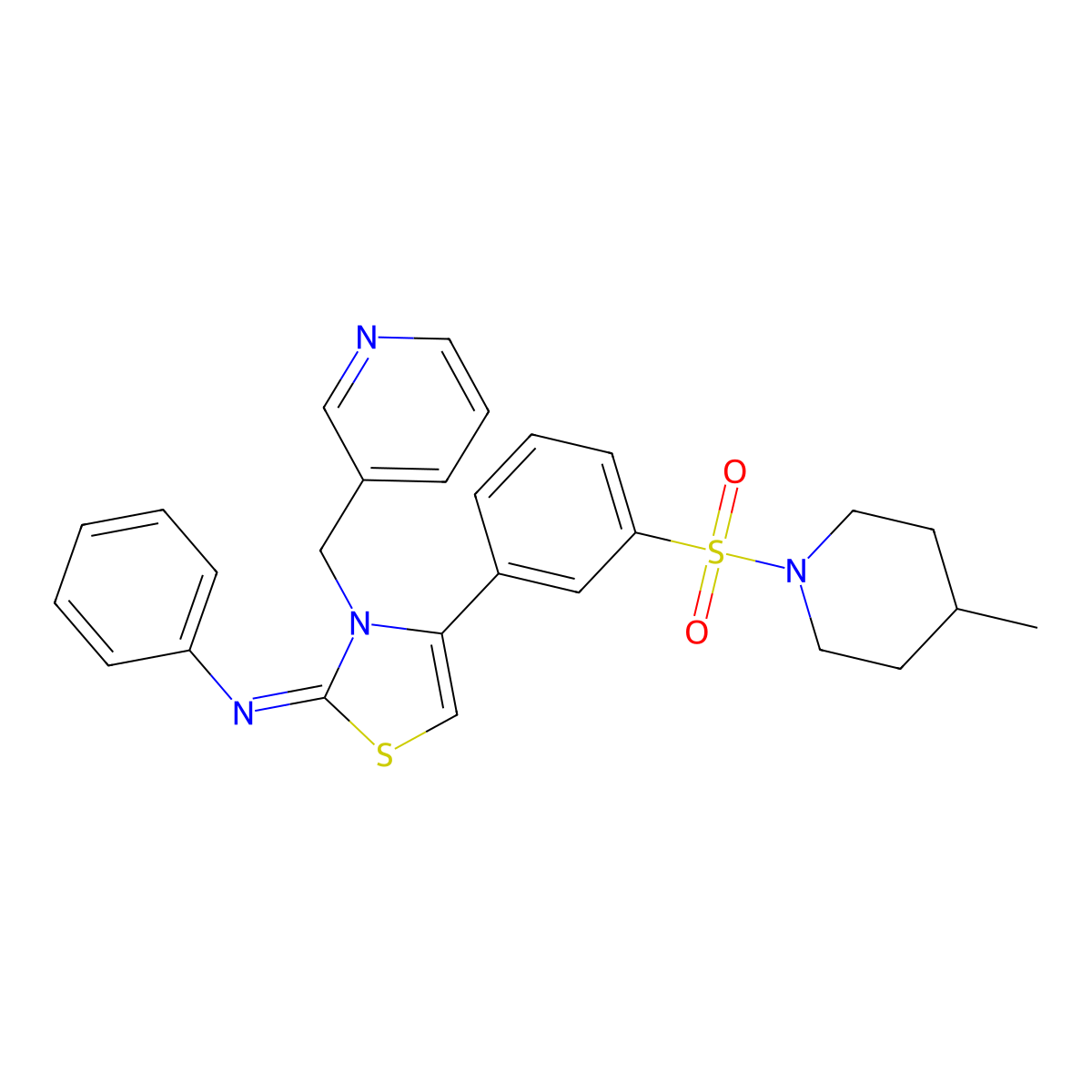 N-[(2Z)-4-{3-[(4-methylpiperidin-1-yl)sulfonyl]phenyl}-3-(pyridin-3-ylmethyl)-1,3-thiazol-2(3H)-ylidene]aniline molecular structure, CAS 848745-89-1