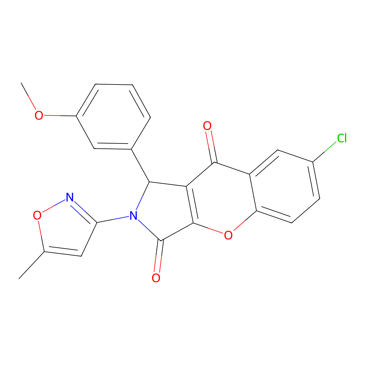 7-Chloro-1-(3-methoxyphenyl)-2-(5-methylisoxazol-3-yl)-1,2-dihydrochromeno[2,3-c]pyrrole-3,9-dione molecular structure, CAS 848745-95-9