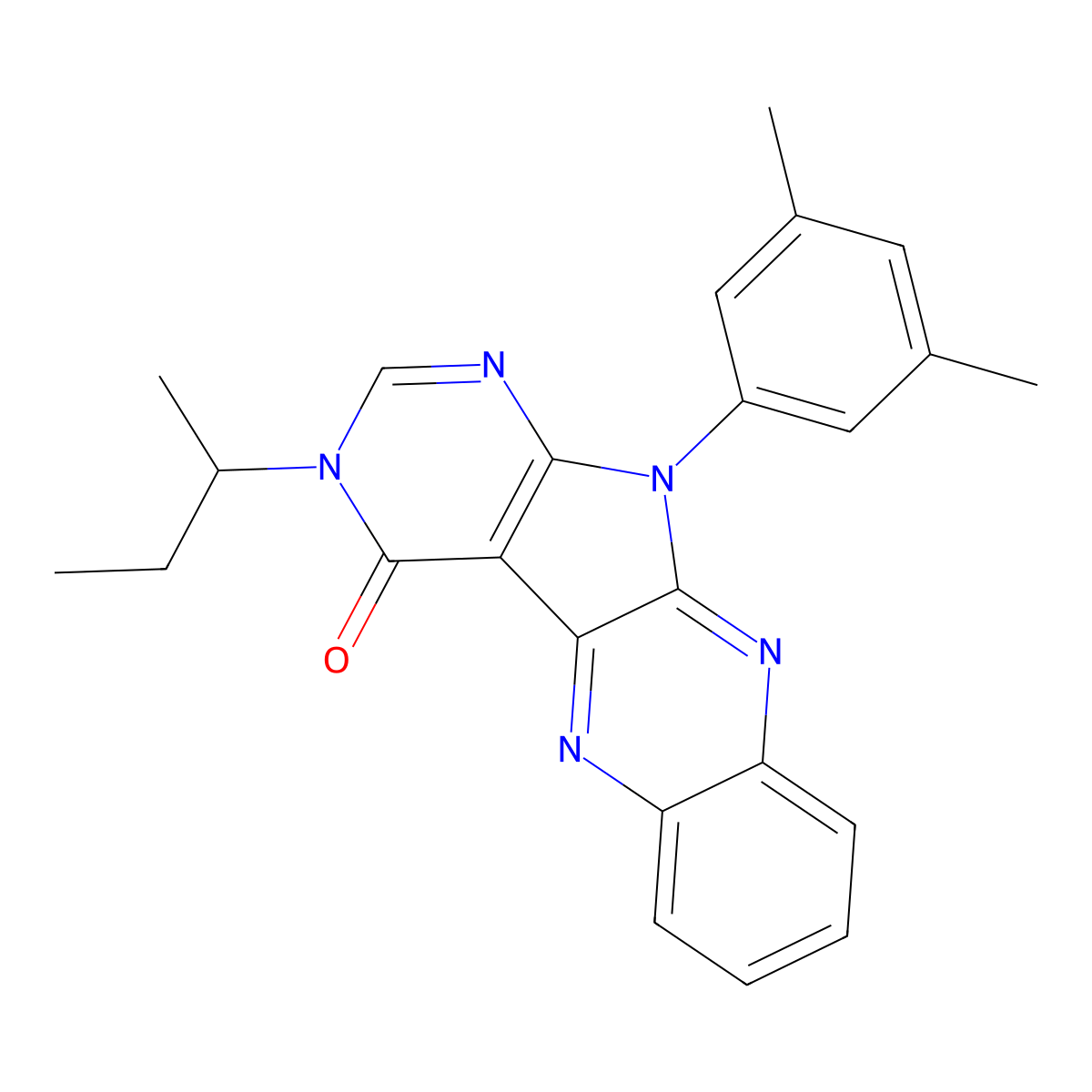 3-sec-butyl-11-(3,5-dimethylphenyl)-3,11-dihydro-4H-pyrimido[5',4':4,5]pyrrolo[2,3-b]quinoxalin-4-one molecular structure, CAS 848746-12-3