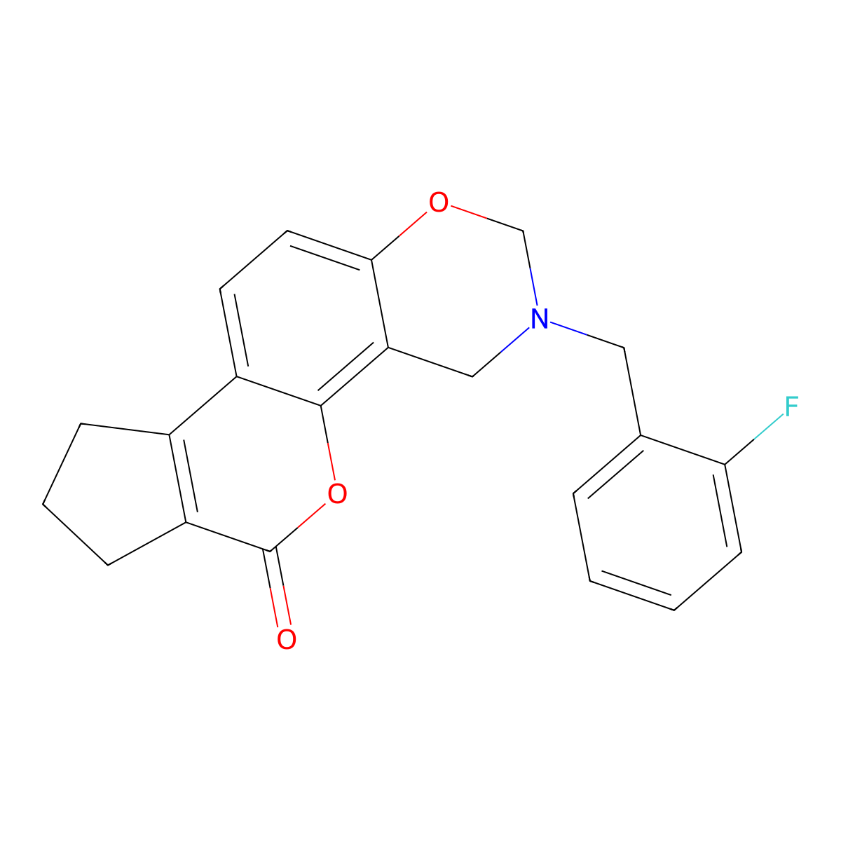3-(2-fluorobenzyl)-3,4,8,9-tetrahydro-2H-cyclopenta[3,4]chromeno[8,7-e][1,3]oxazin-6(7H)-one molecular structure, CAS 848746-52-1