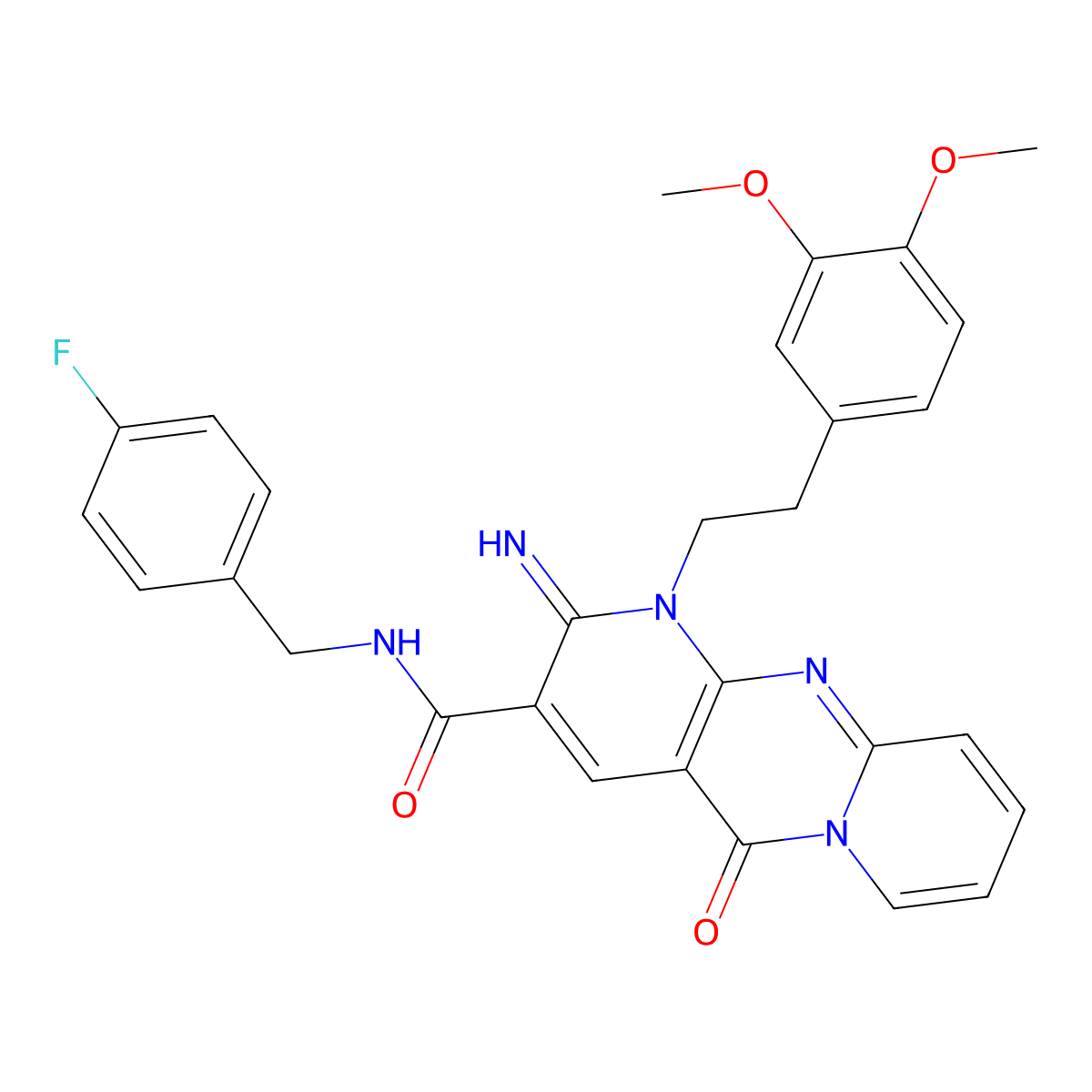 1-[2-(3,4-dimethoxyphenyl)ethyl]-N-(4-fluorobenzyl)-2-imino-5-oxo-1,5-dihydro-2H-dipyrido[1,2-a:2',3'-d]pyrimidine-3-carboxamide molecular structure, CAS 848746-55-4