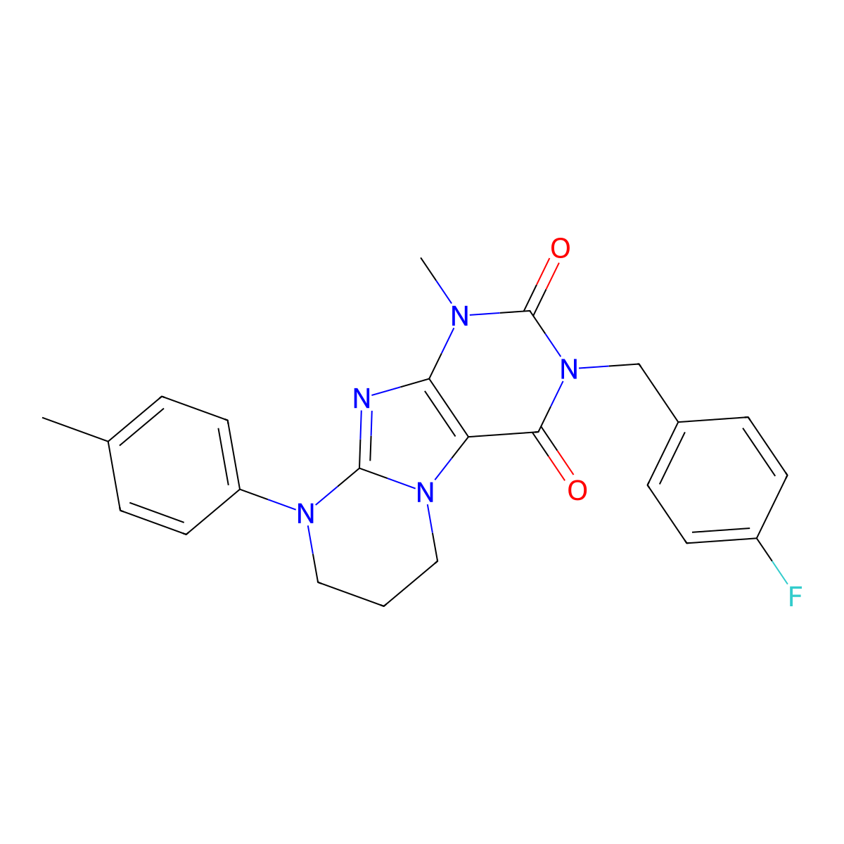 3-[(4-fluorophenyl)methyl]-1-methyl-9-(4-methylphenyl)-7,8-dihydro-6H-purino[7,8-a]pyrimidine-2,4-dione molecular structure, CAS 848746-67-8