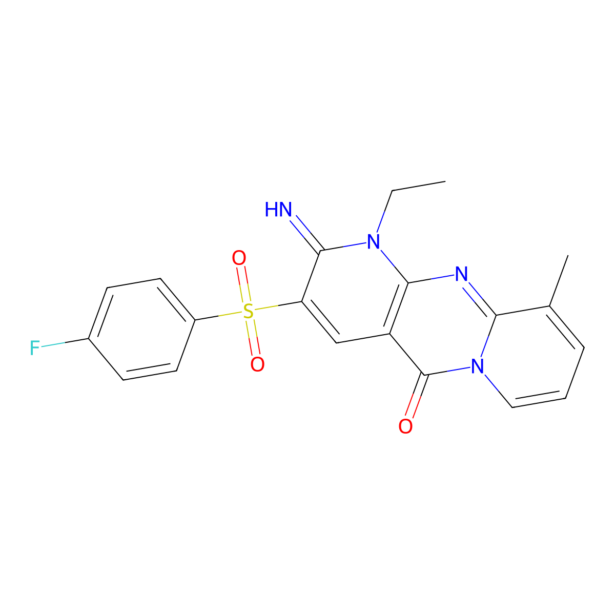 1-ethyl-3-((4-fluorophenyl)sulfonyl)-2-imino-10-methyl-1H-dipyrido[1,2-a:2',3'-d]pyrimidin-5(2H)-one molecular structure, CAS 848746-75-8