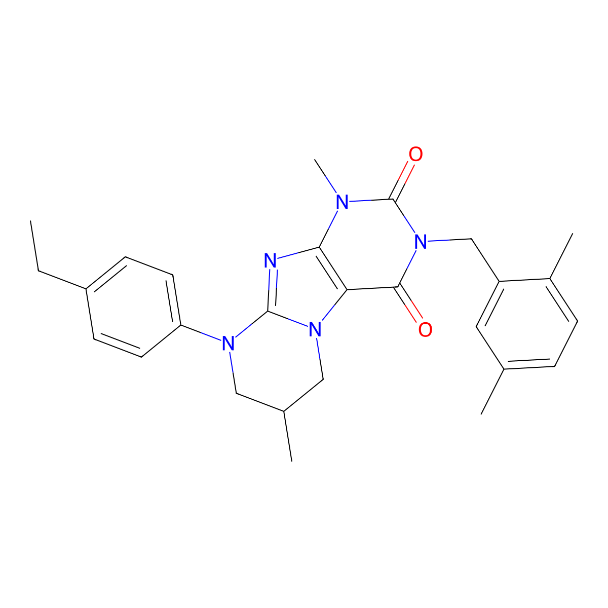3-[(2,5-dimethylphenyl)methyl]-9-(4-ethylphenyl)-1,7-dimethyl-7,8-dihydro-6H-purino[7,8-a]pyrimidine-2,4-dione molecular structure, CAS 848746-94-1
